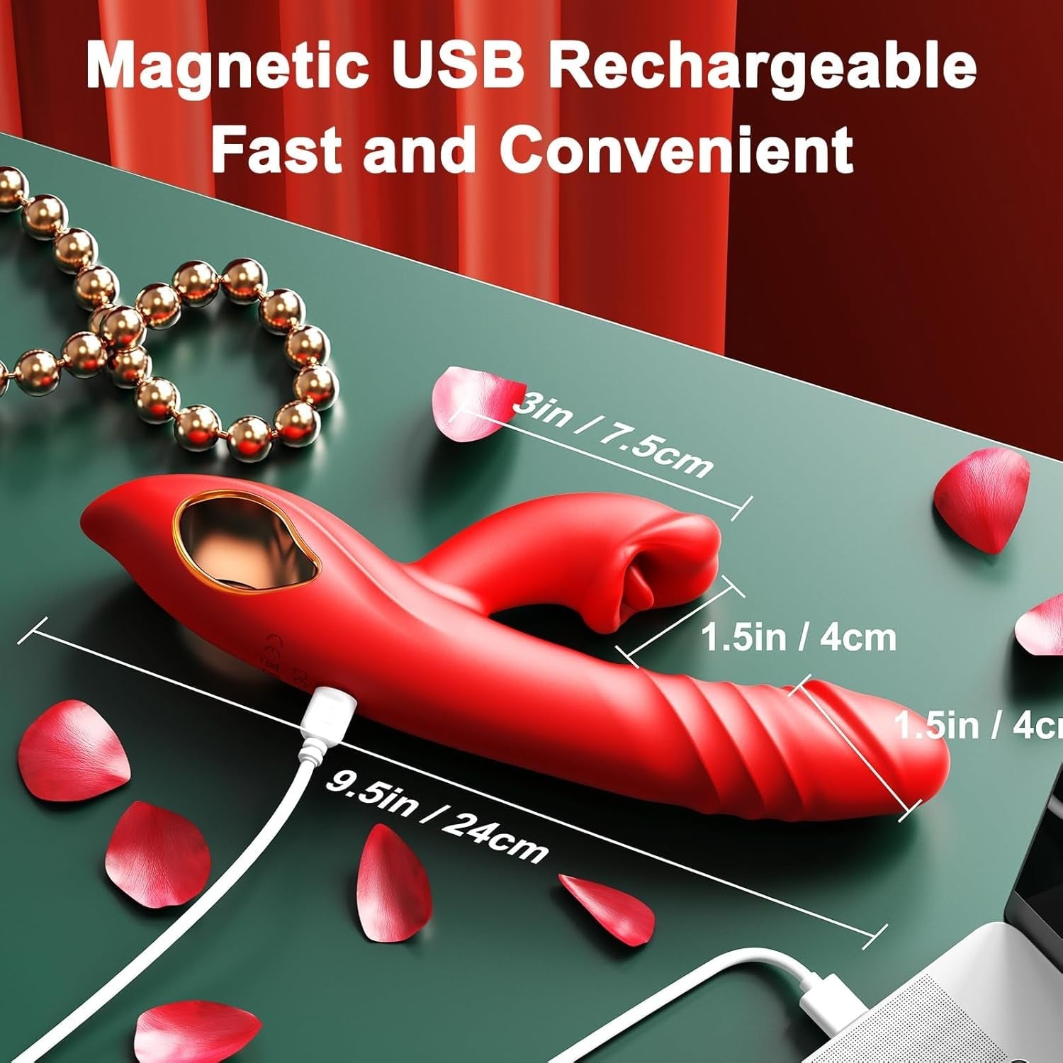 Vibrator Thrusting Dildo Adult Sex Toys, 4IN1 G Spot Vibrators Tongue Clitoral Stimulator Rose Sex Toy Dildos with 10 Vibrating 5 Thrusting & Licking Biting Modes, Nipple Anal Women Couples Sex Toys - Vixen | Nova Network