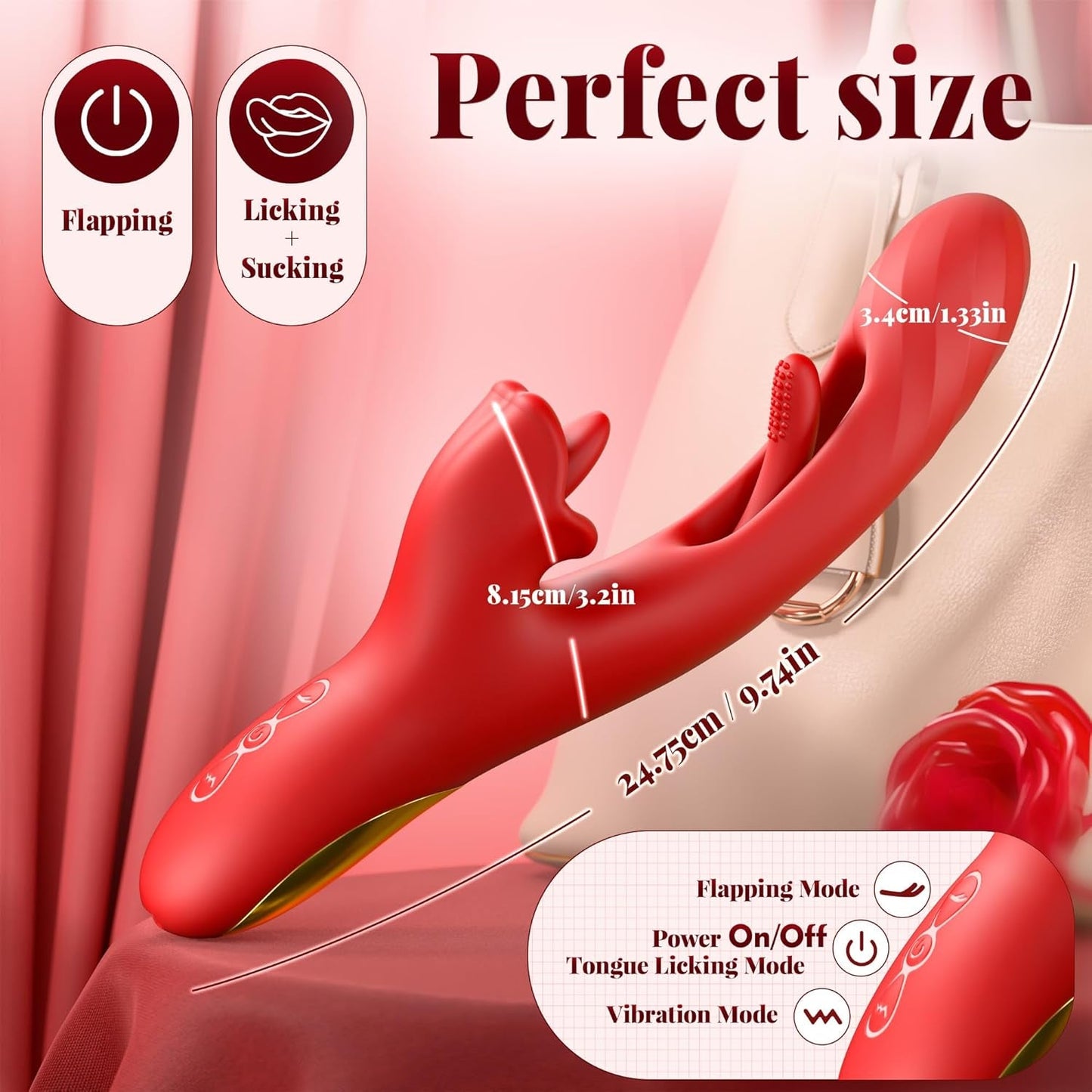 Vibrators Adult Sex Toys for Women, Tongue Dildo Rose Sex Toy with 7 Licking & Flapping Modes, 7 Vibrations Thrusting Vibrator, G Spot Vibrator Clit Stimulator Adult Sex Toys Couple Sex Toy - Vixen | Nova Network
