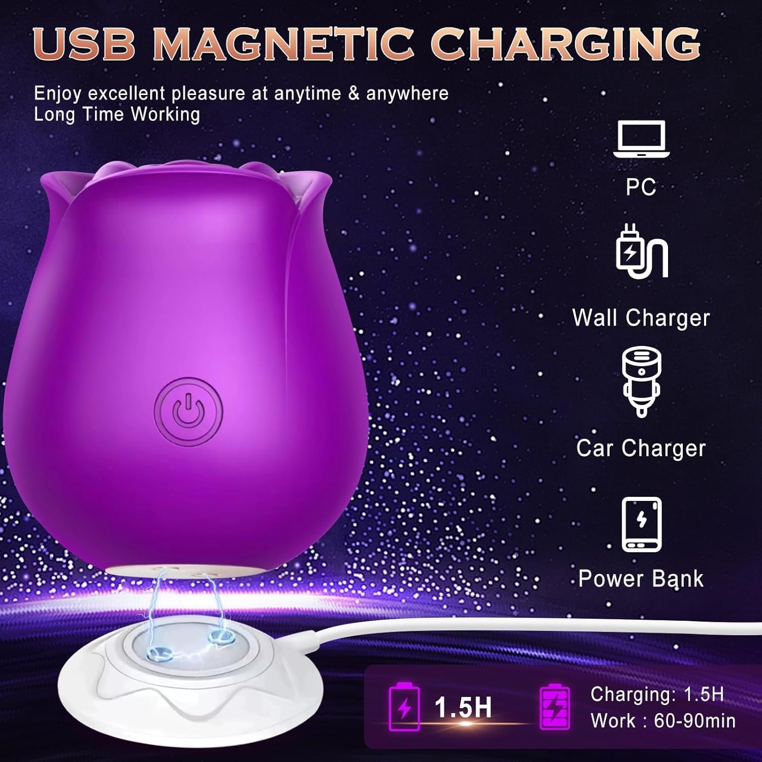 VioletBloom Purple App Controlled Rose Suction Vibrator - Vixen | Nova Network