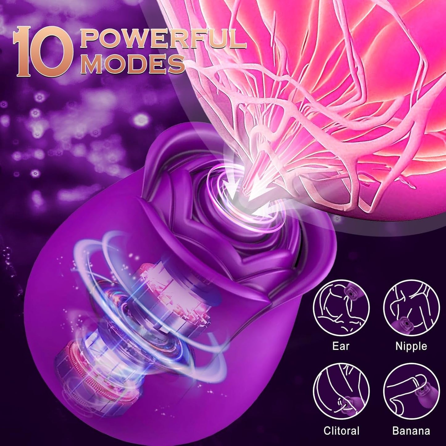 VioletBloom Purple App Controlled Rose Suction Vibrator - Vixen | Nova Network