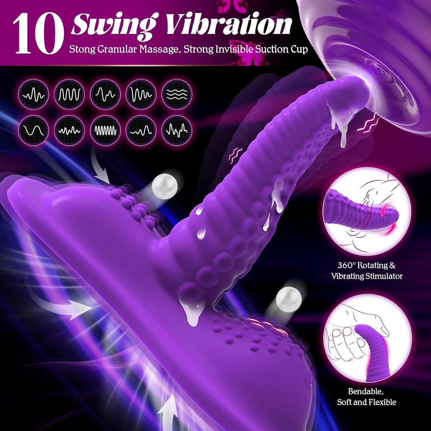 VioletKraken Triple Motor Ride - On Tentacle Dildo Vibrator - Vixen | Nova Network