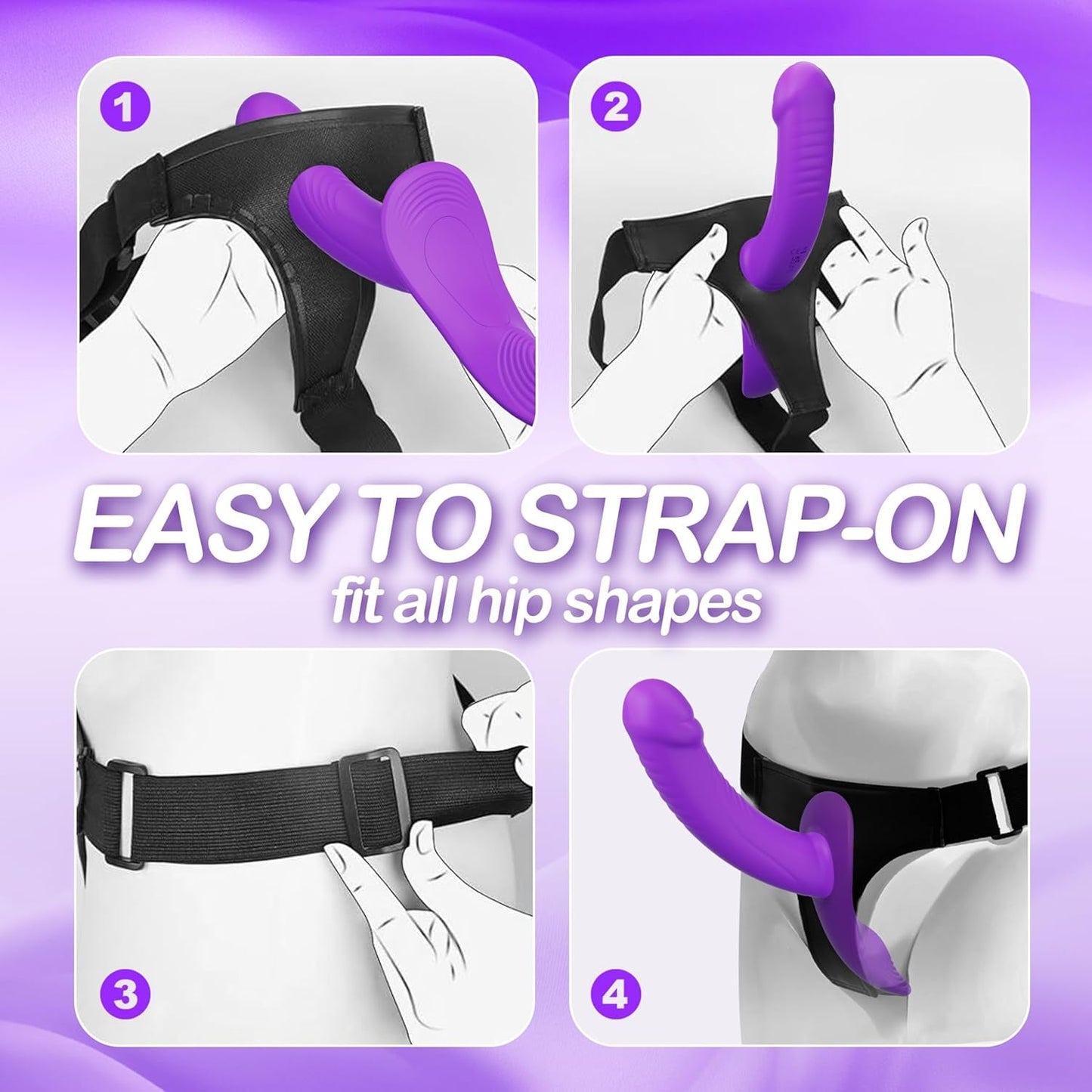 VioletMotion Vibrating Strap-On Dildo, Remote & Dual Motors - Vixen Adult Playroom