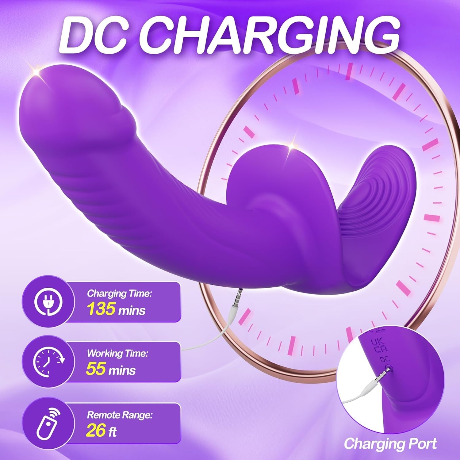 VioletMotion Vibrating Strap-On Dildo, Remote & Dual Motors - Vixen Adult Playroom