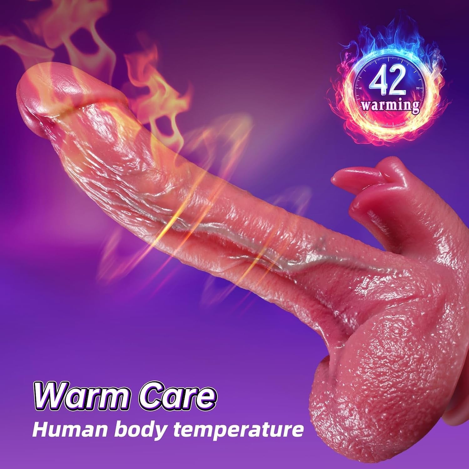 WarmGlide 9" Thrusting Dildo – Tongue Licking, Heating & Vibration - Vixen Adult Playroom