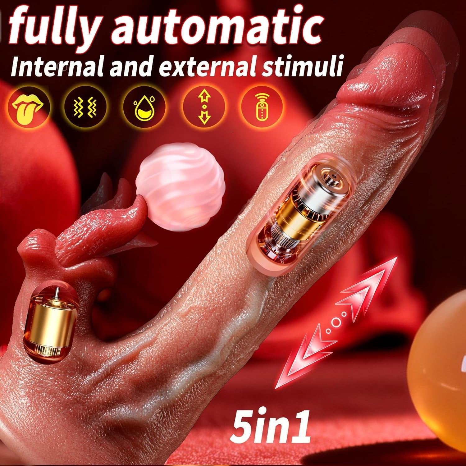 WarmLick 3-in-1 Thrusting Dildo – Licking, Heating & Vibrating - Vixen Adult Playroom