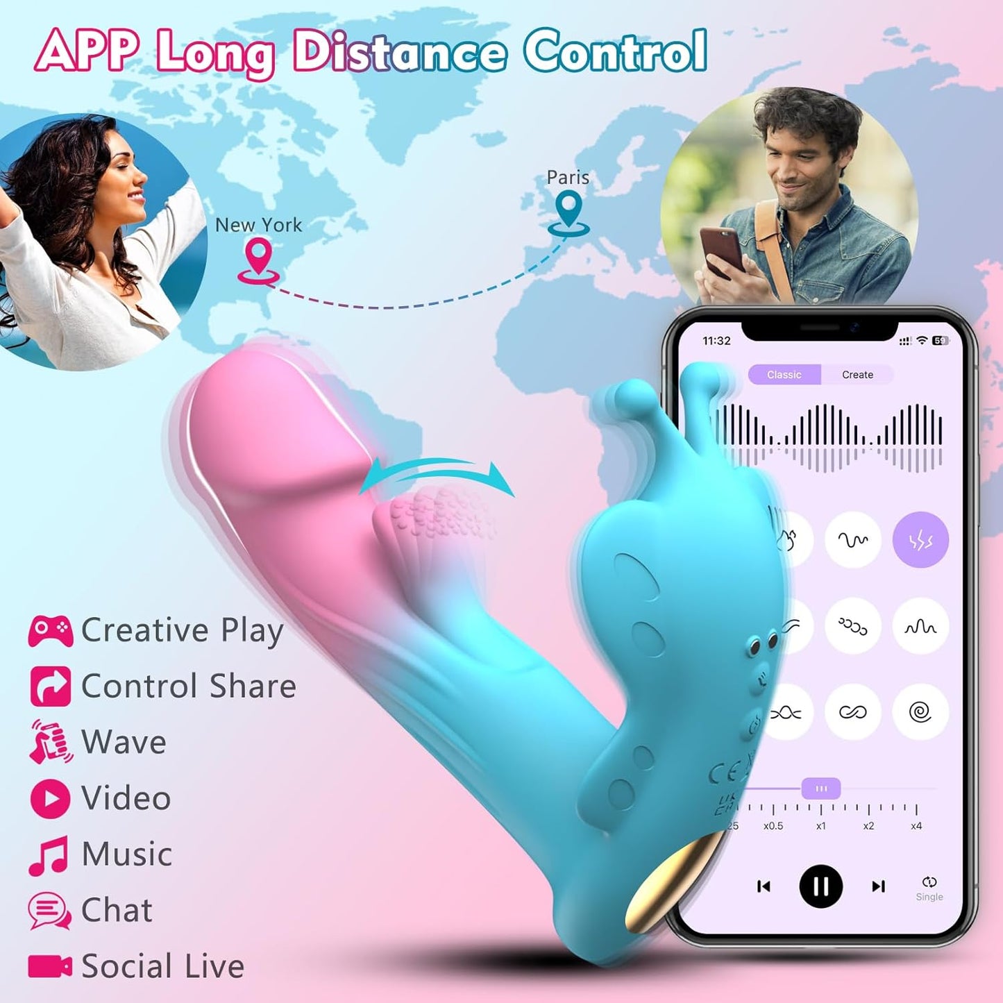 WhisperLink Triple Tease Butterfly Panty Vibrator - Vixen | Nova Network