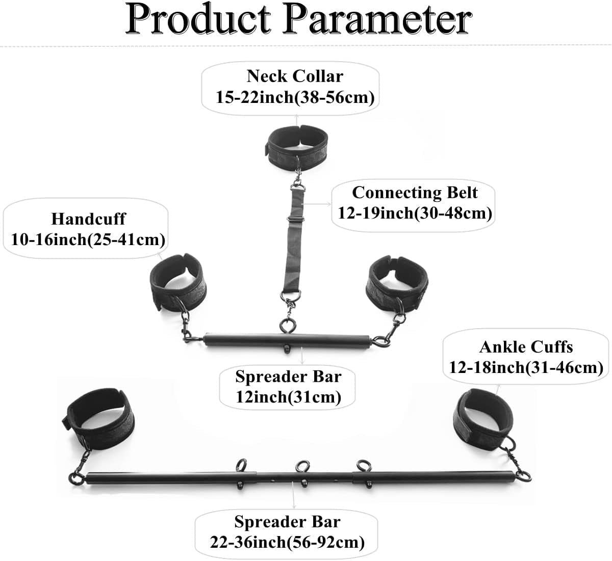 WideOpen Spreader Bar & Collar Kit | Adjustable 22"–36" - Vixen Adult Playroom