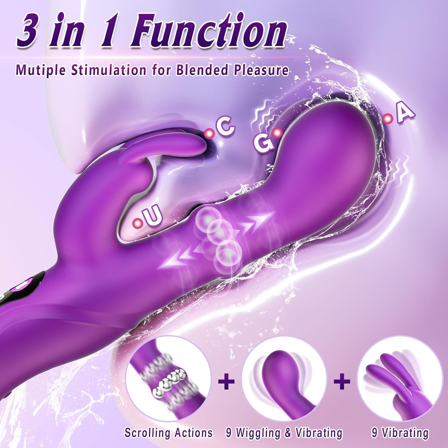 WiggleRush Thrusting Wiggling Rabbit Vibrator - Vixen | Nova Network