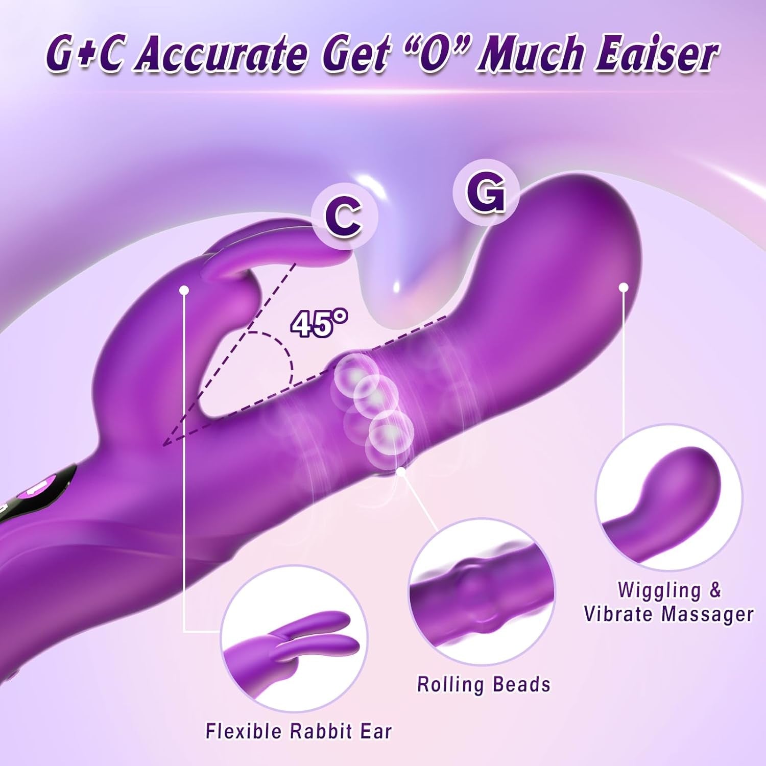 WiggleRush Thrusting Wiggling Rabbit Vibrator - Vixen | Nova Network