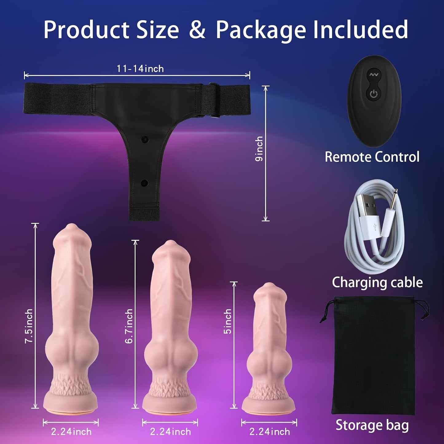 WildPack Triple-Vibrating Canine Strap-On Dildo Set - Vixen | Nova Network