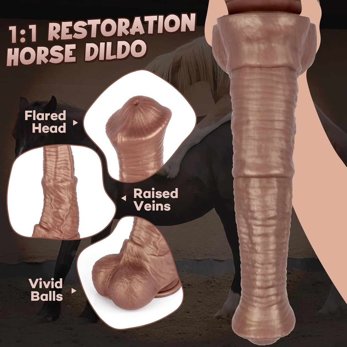 WildStallion 10" Horse Dildo – Flared Fantasy Design, Suction Base - Vixen Adult Playroom