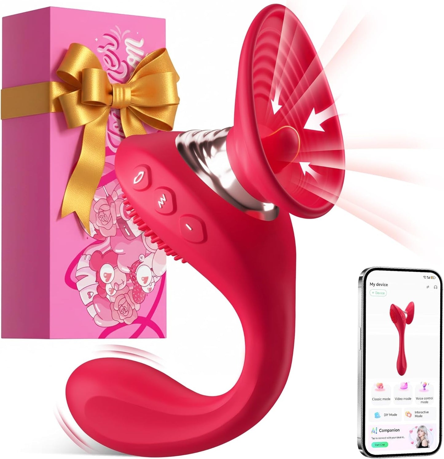 WillowBloom 3-in-1 Bendable Dildo Rose Sucking Vibrator - Vixen | Nova Network