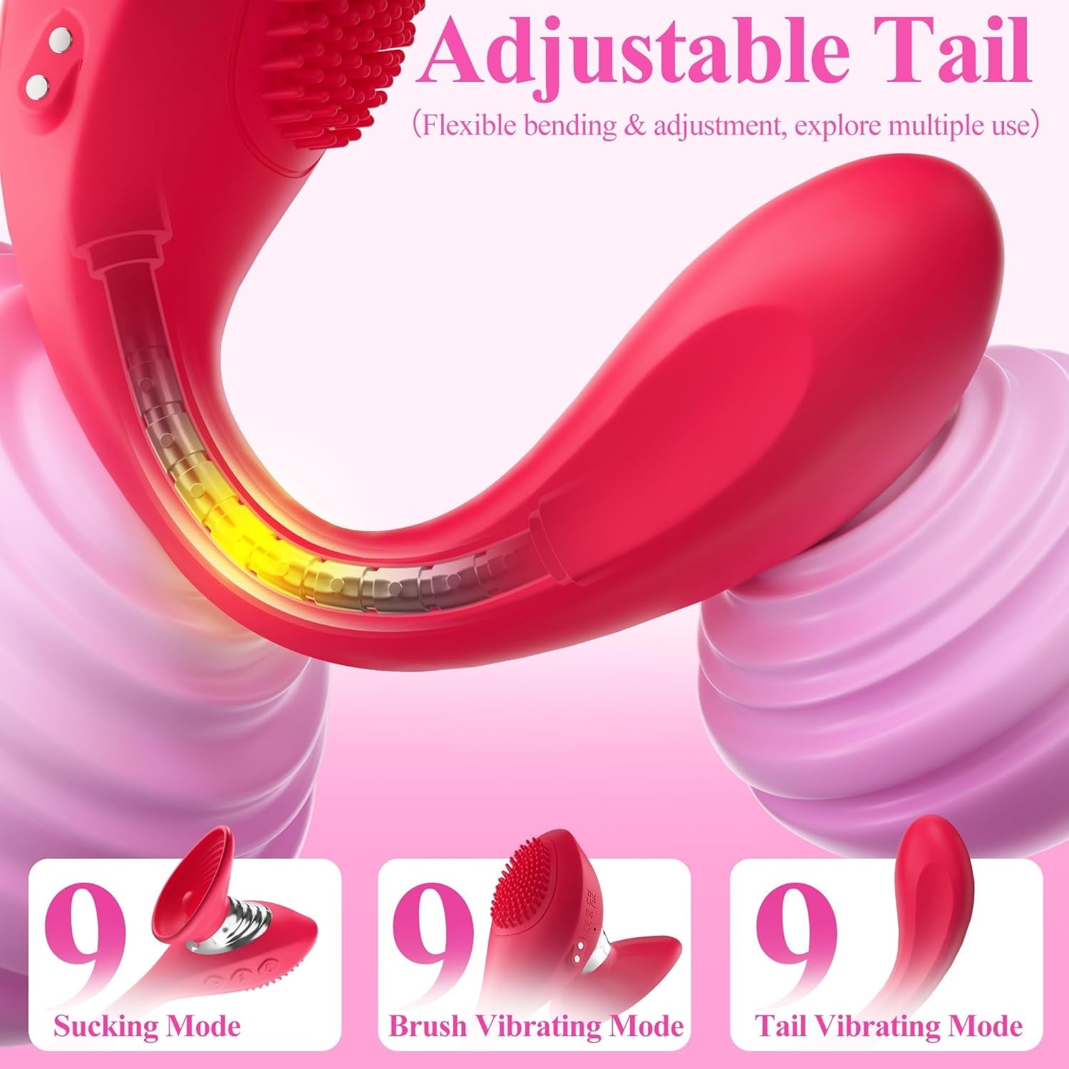 WillowBloom 3-in-1 Bendable Dildo Rose Sucking Vibrator - Vixen | Nova Network