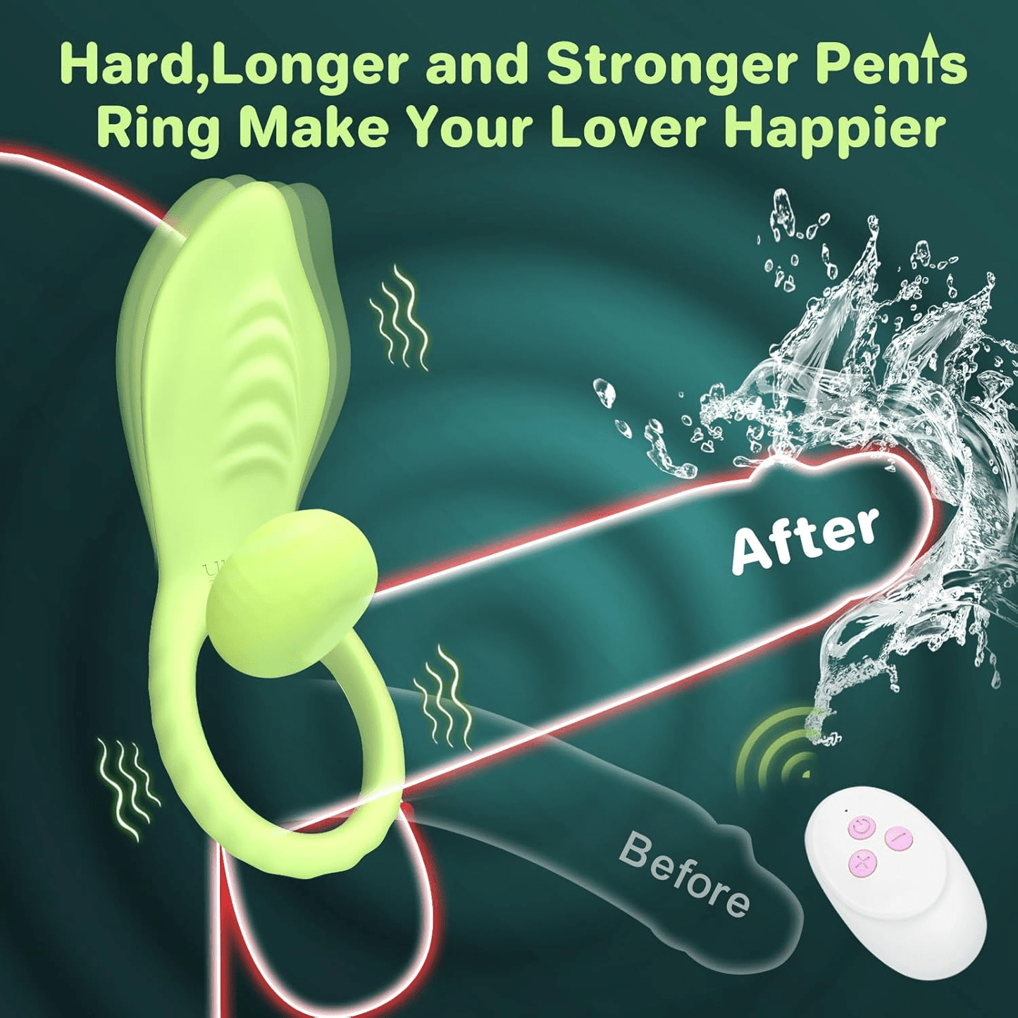 WillowLeaf Vibrating Cock Ring Clit Massager – Remote Control, 10 Modes, IPX6 - Vixen Adult Playroom