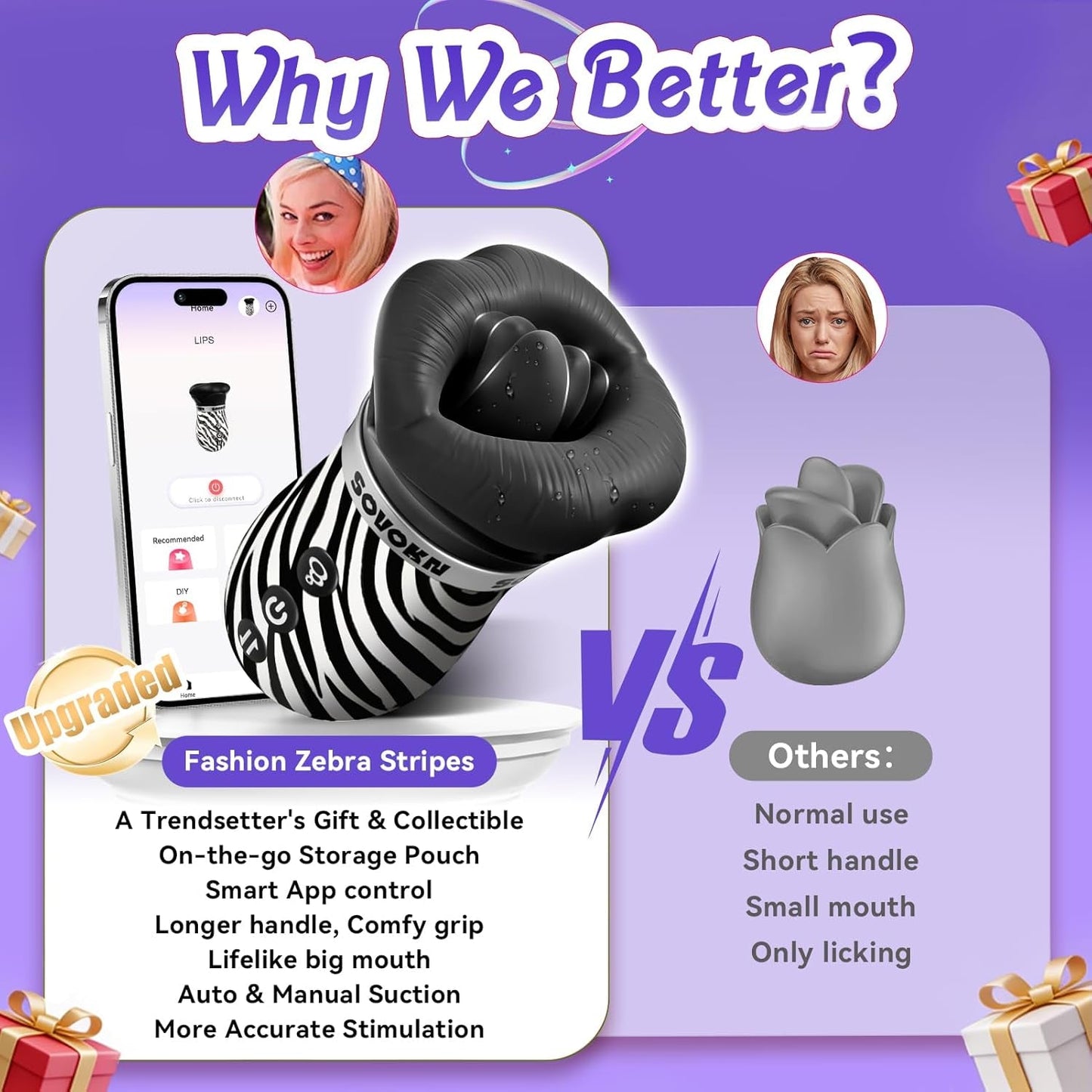 ZebraKiss AI Mouth Suction Vibrator - Vixen | Nova Network